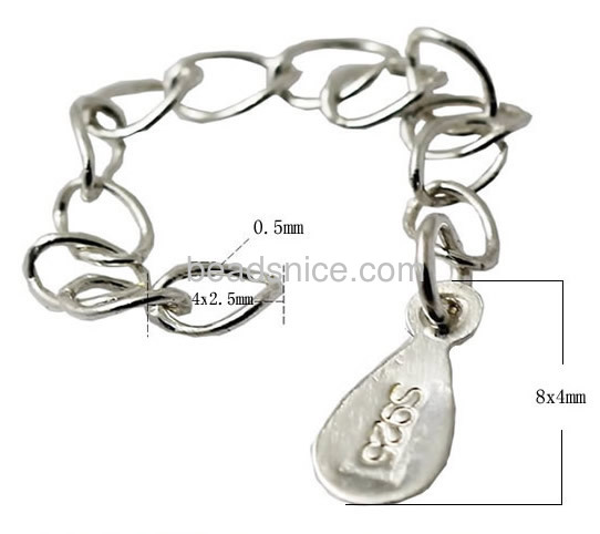 925 Sterling silver jewelry bracelet and necklace extender with 4x8mm 925 print logo