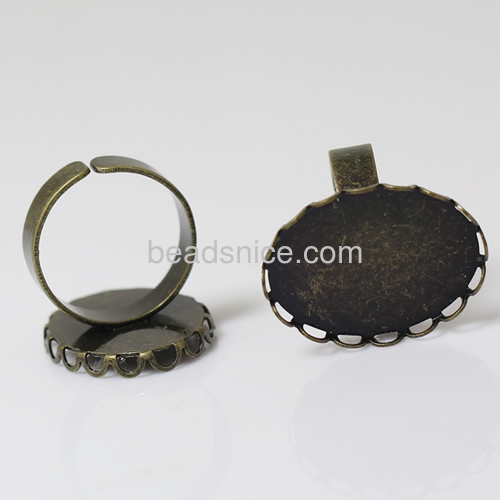Finger ring settings ring findings brass oval 25x18mm