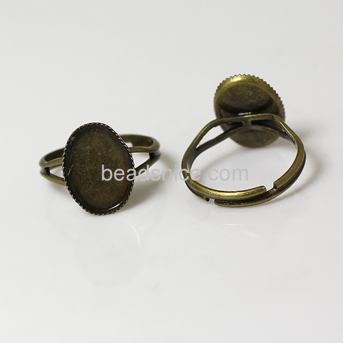 Blank pad ring base brass round size:7 super shiny plated