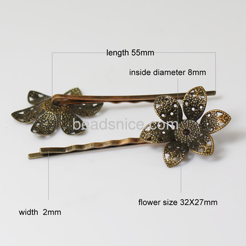 Hairpins base brass nickel free lead safe diameter:8mm long :55mm  flower