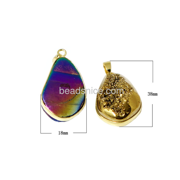 24k gold plated druzy jewelry pendant wholesale with brass