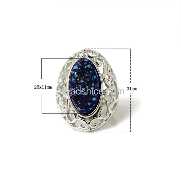 Kyanite ring in real Platinum plated with zinc alloy