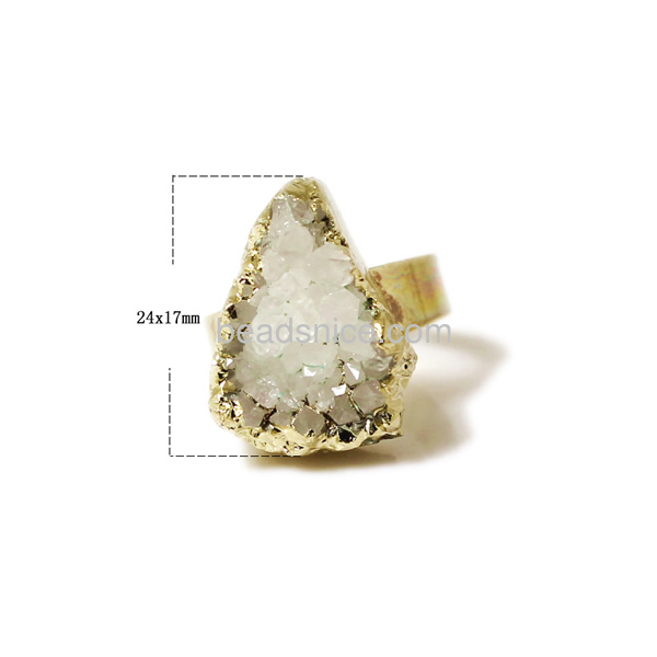 wholesale druzy rings irregular in 14k gold plated with brass