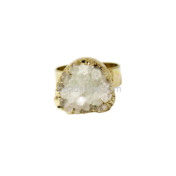 wholesale druzy rings irregular in 14k gold plated with brass