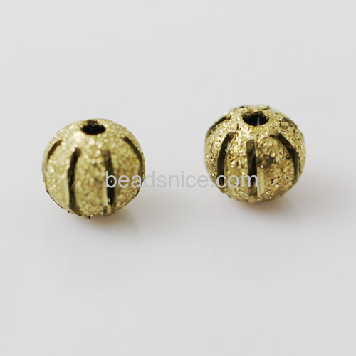 Round beads real gold plated brass 6X6mm hole 2mm stardust round