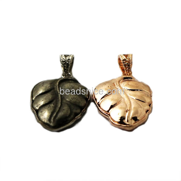 Leaf pyrite stone pendant wholesale jewelry real gold color plated