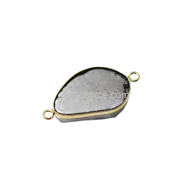 Druzy quartz stone connectors wholesale in 14k gold plated brass