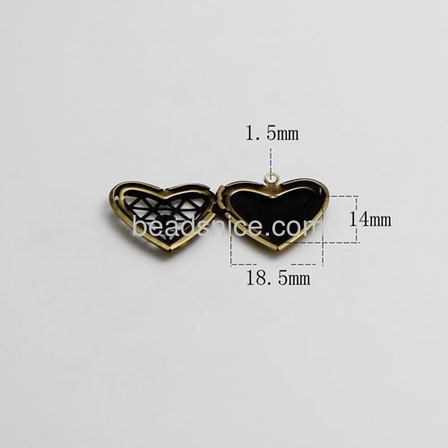 Hollow heart pendant locket photo pendants double heart-shaped album box wholesale vintage jewelry settings brass DIY