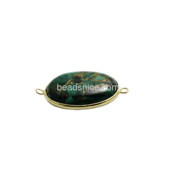 Malachite gemstone and 24K gold (assembled) Beautiful gemstone connector oval