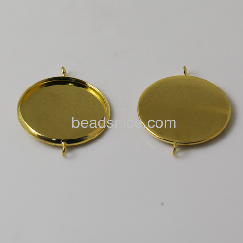 Round connector base settings cabochon blanks tray wholesale fashion jewelry findings brass hand rack plating lead-safe DIY