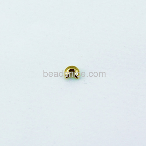 Crimp bead 1k real gold plating brass wholesale pattern jewelry cap half moon