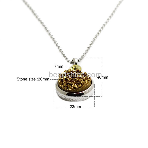 wholesale druzy jewelry druzy nacklace with zinc alloy real gold color plated