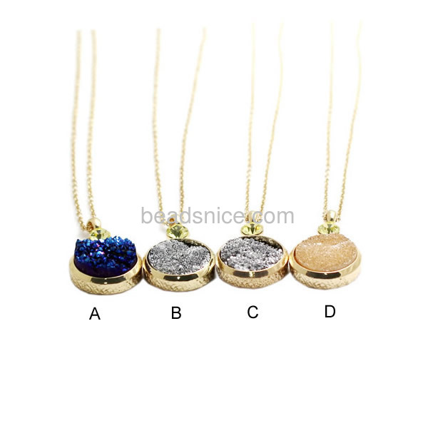 18K Gold plated druzy jewelry druzy necklace wholesale with zinc alloy