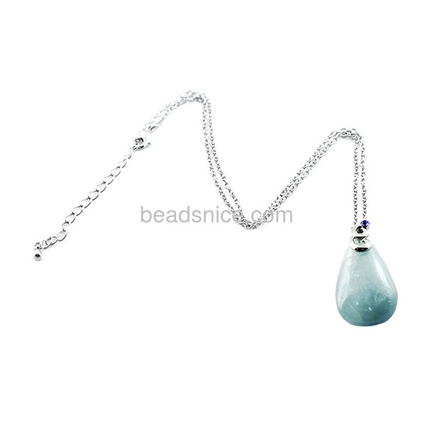 Aquamarine pendant Nacklace jewelry wholesale with zinc alloy real gold color plated