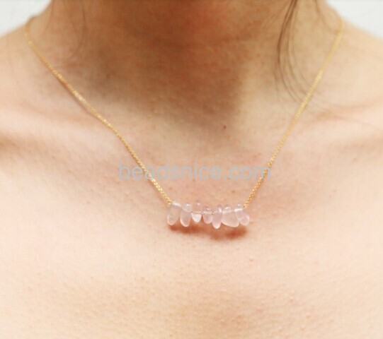 Handmade natural garnet necklace collarbone original stone particles gold plated necklace  brass color not