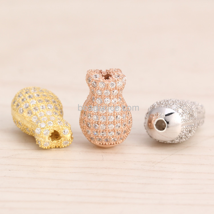 Micro Pave fish rhinestone beads Jewelry findings 925 Silver jewelry accessories multicolor fashion style fish