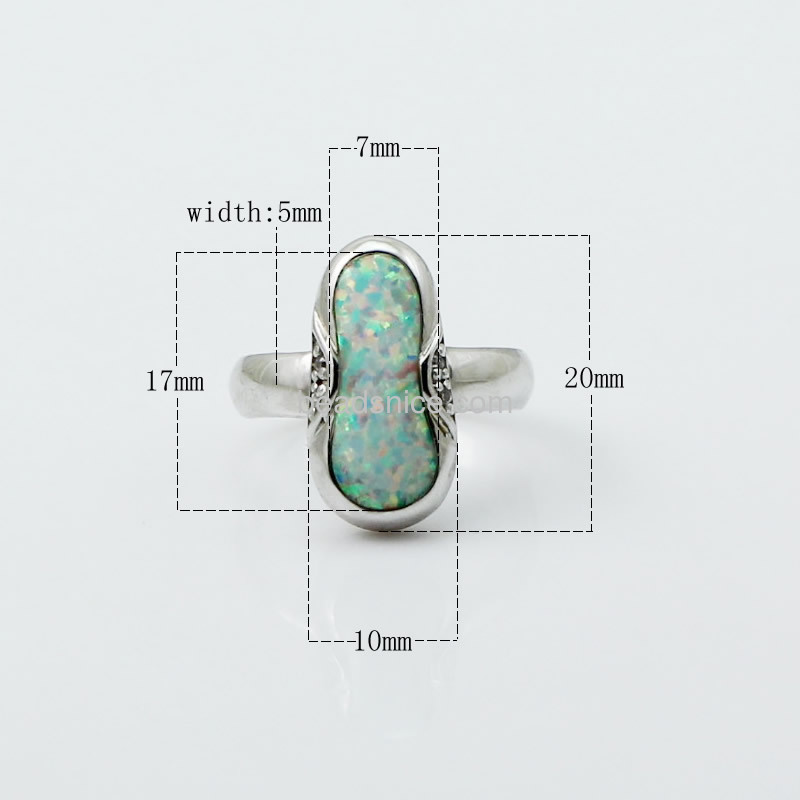 Opal ring designer rings gemstone ring for women wholesale rings jewelry findings sterling silver calabash shape size 7