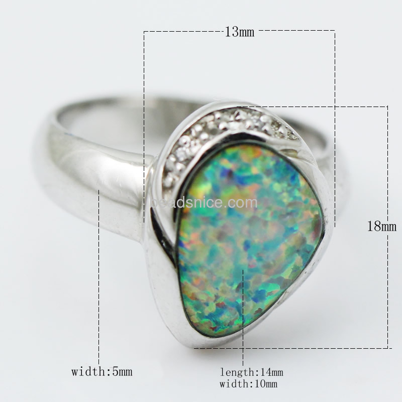 Engagement ring silver ring unique opal ring for lover wholesale fashion rings jewelry findings sterling silver triangular shape