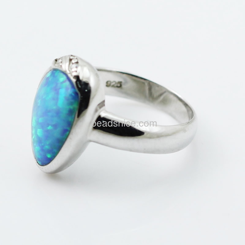 Women rings charms gemstone ring wedding ring with opal stone wholesale rings jewelry findings sterling silver drops shaped