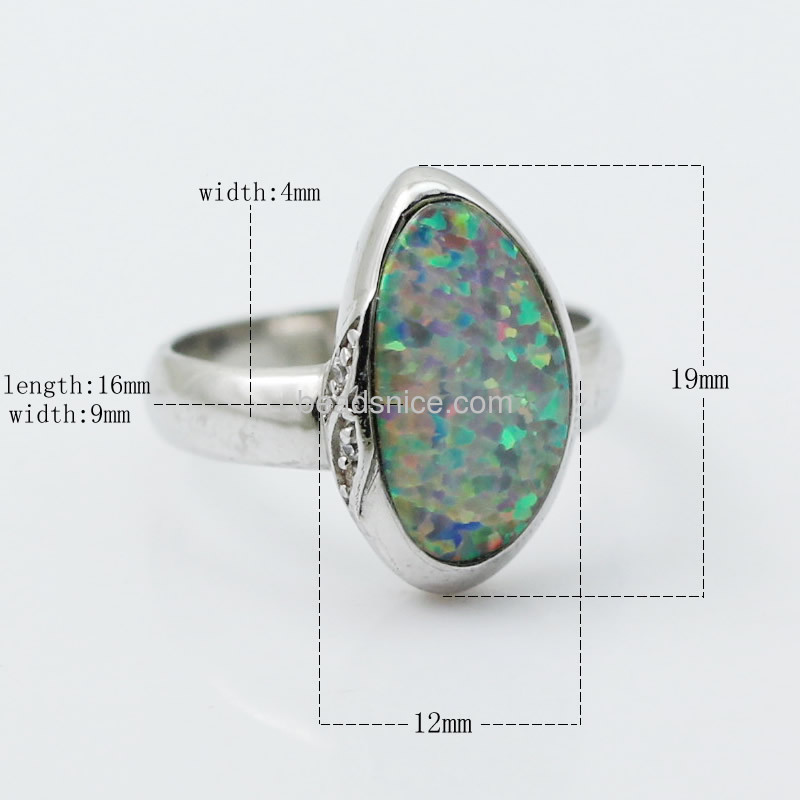 Wedding ring charm opal ring for women daily wear wholesale fashion rings jewelry findings sterling silver oval shaped