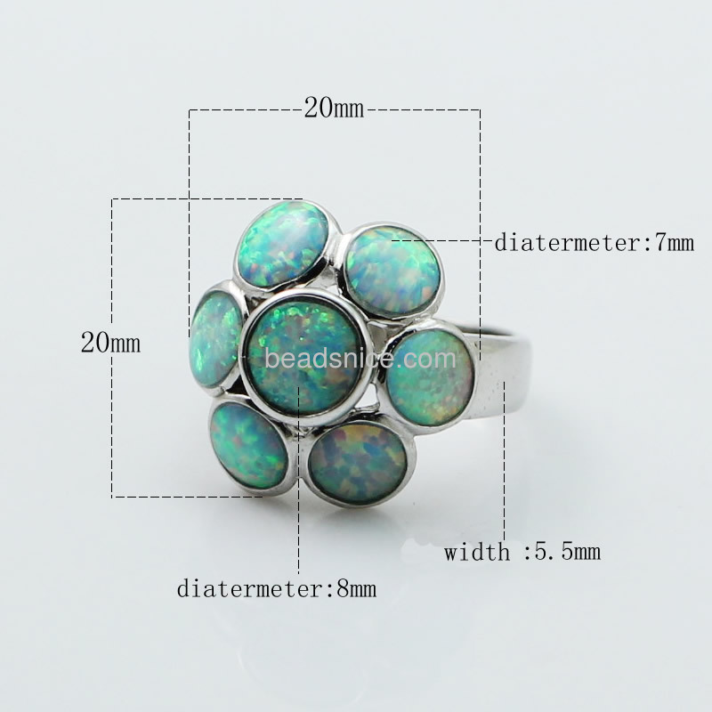 925 silver ring with 6 small opal rings charm stone rings flower shaped ring wholesale fashion rings jewelry findings gift for h