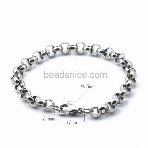 Rolo chains stainless steel bracelets for Men