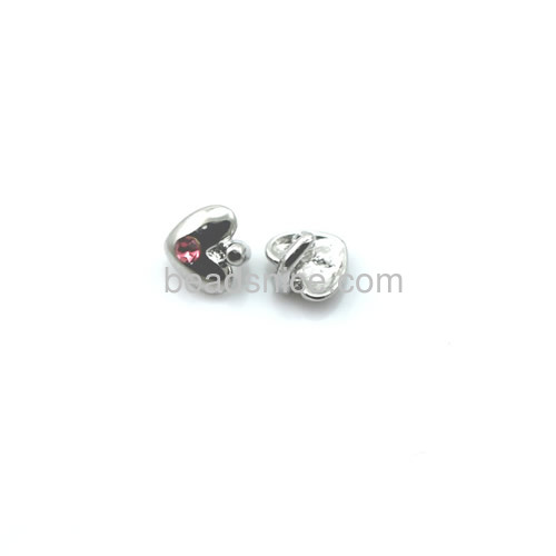 Zinc alloy  spacer beads  with rhinestone  heart shape