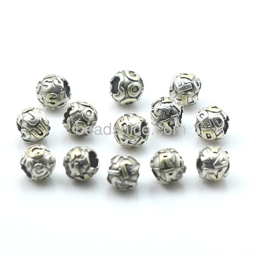 Mix letters European style beads 925 Sterling silver