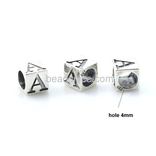Letters European style alphabet charms  beads  925 Sterling silver mix style