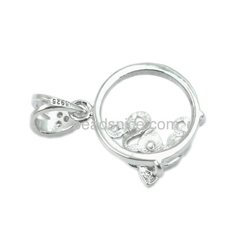 silver pendant setting fit 13mm round