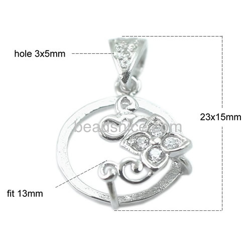silver pendant setting fit 13mm round