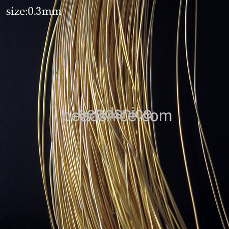 925 Sterling Silver Beading Wire, with 14Kt gold plated, 0.3mm,