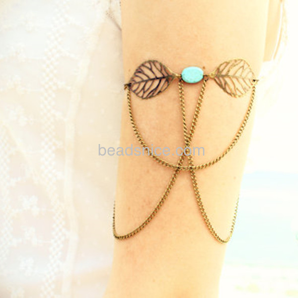 turquoise arm chain jewelry double hollow leaf pendant tassel armlet bracelet