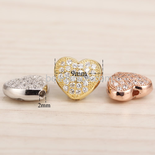 Micro Pave rhinestone bead Jewelry findings wholesale 925 sterling silver European style fashion accessories rose gold plated he