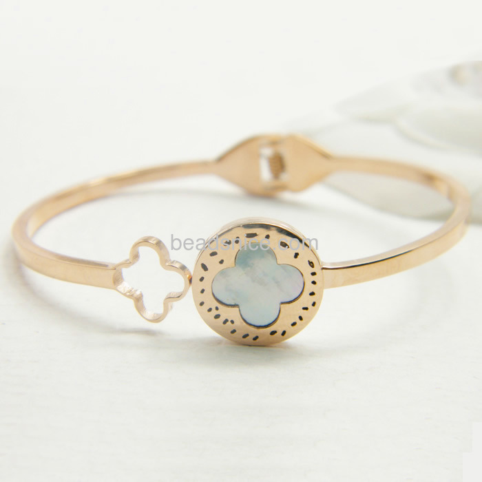 Titanium steel bracelet new clover shell inlaid gold bracelet of fashion jewelry wholesale