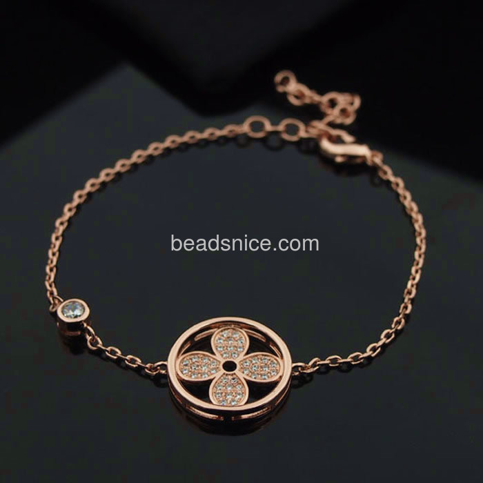 micro pave cz gold charm bracelet fashion metal flower bracelets for women