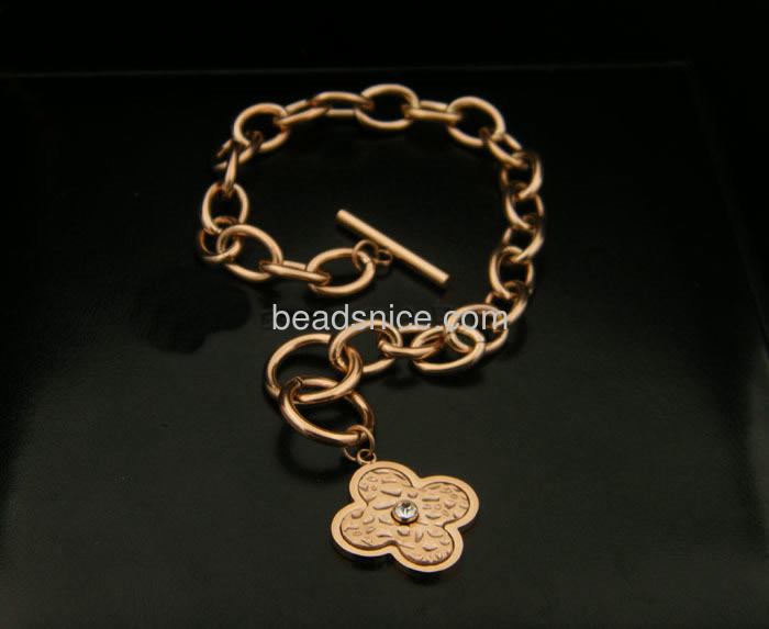 Titanium steel bracelet clover wavy surface thick chain bracelet
