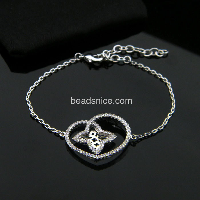 wholesale heart-shaped rhinestone flower bracelet