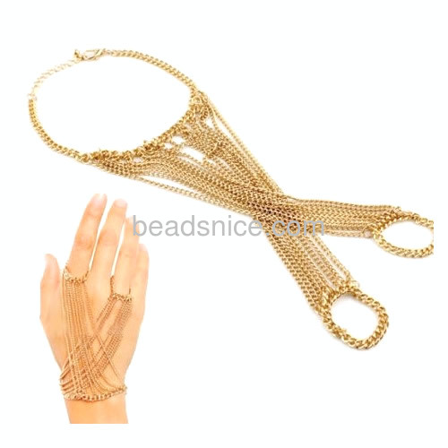 Slave bracelets body chain personality multilayer tassel double finger ring hand chain  Adjustable wrist sizes