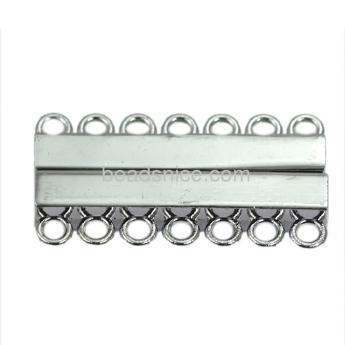 7 Holes strong magnetic clasp for brazil leather bracelet making zinc alloy rectangle