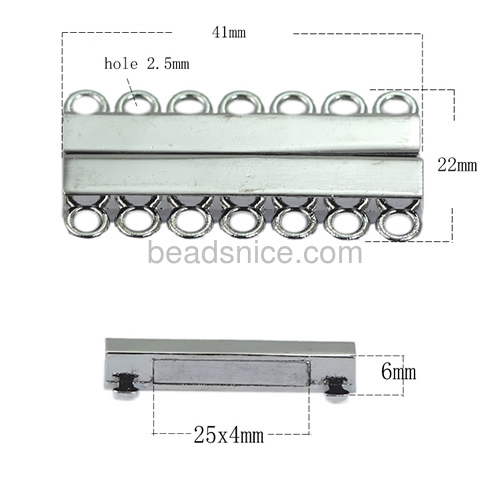 7 Holes strong magnetic clasp for brazil leather bracelet making zinc alloy rectangle