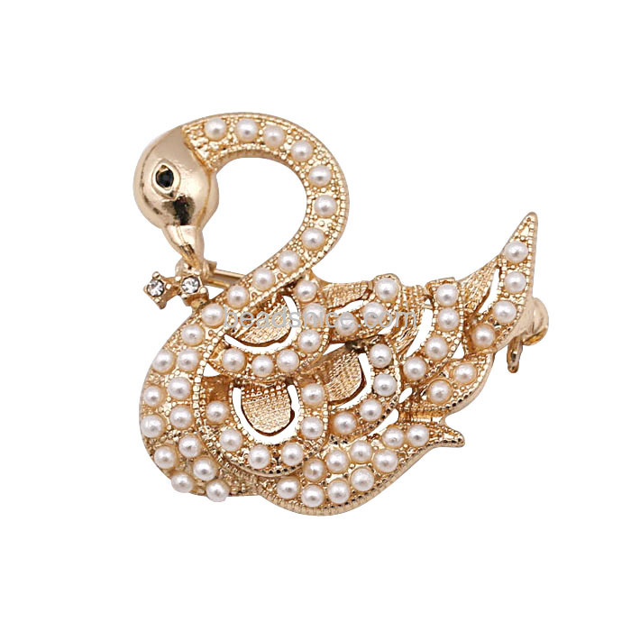 Swan pearl brooches for wedding hot rose hold rhinestone brooch pins