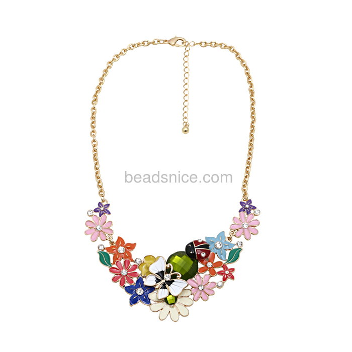 Fashion necklaces 2015 flower cluster statement necklace adjuatable wholesale fashion necklaces for women zinc alloy gifts
