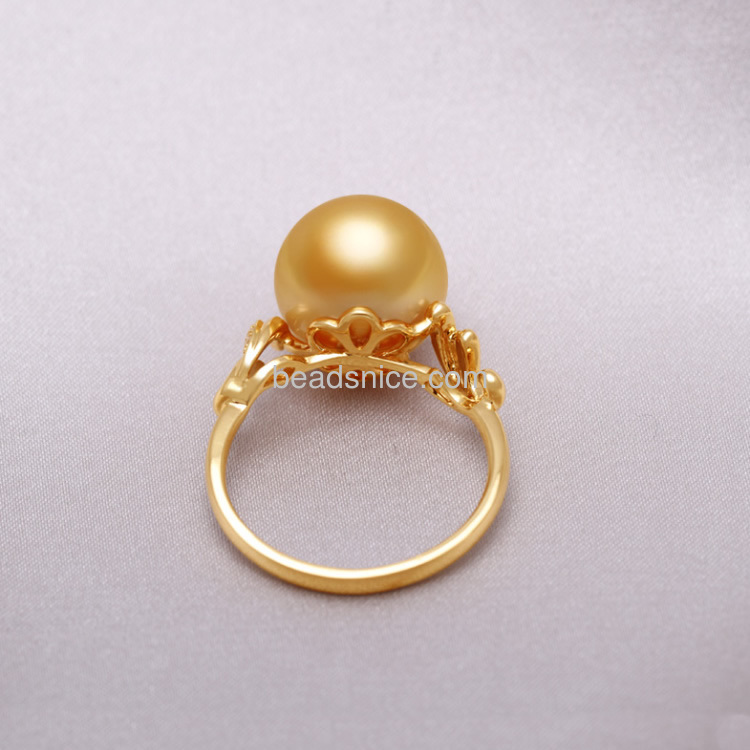 Gold rings Adjustable without Stones semi mount Diamond pearl ring Blanks base settings Real 18k gold Wholesale Jewelry find