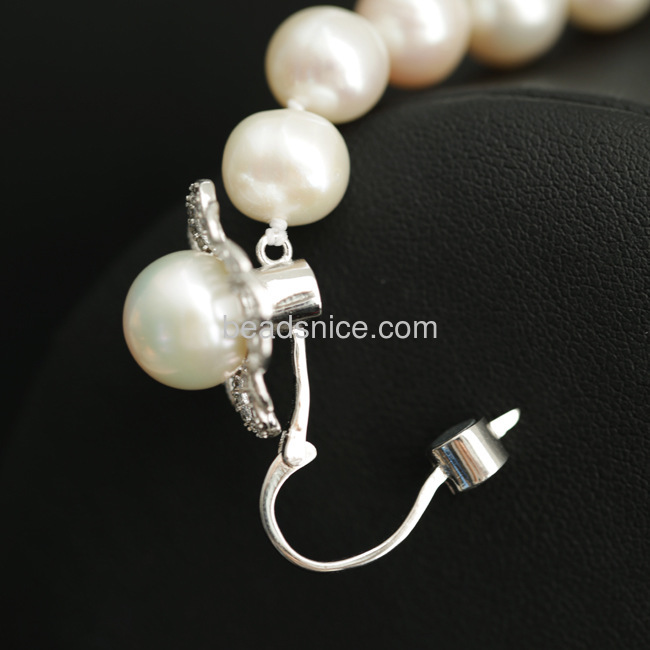 Statement necklace for women luxury long pearl necklace with 925 silver pendant