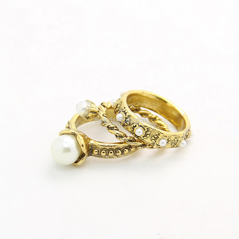 Li Kang ancient gold jewelry trade in Europe and America pearl three-piece ring CR027