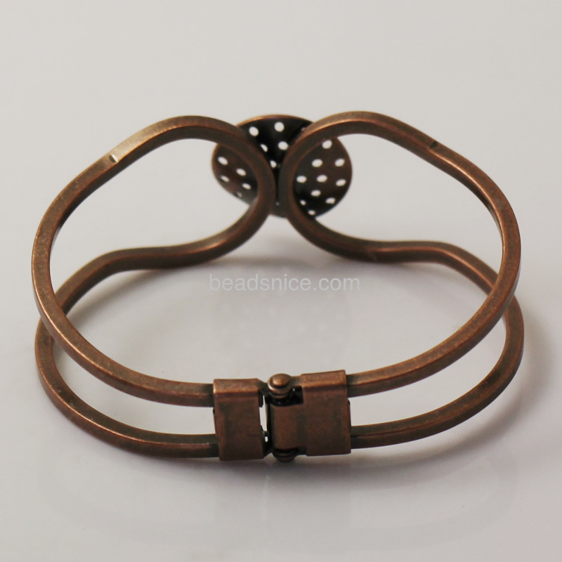 Jewelry brass bracelet,67x54mm,inside diameter:62x44mm,base diameter:19mm,nickel free,lead safe,
