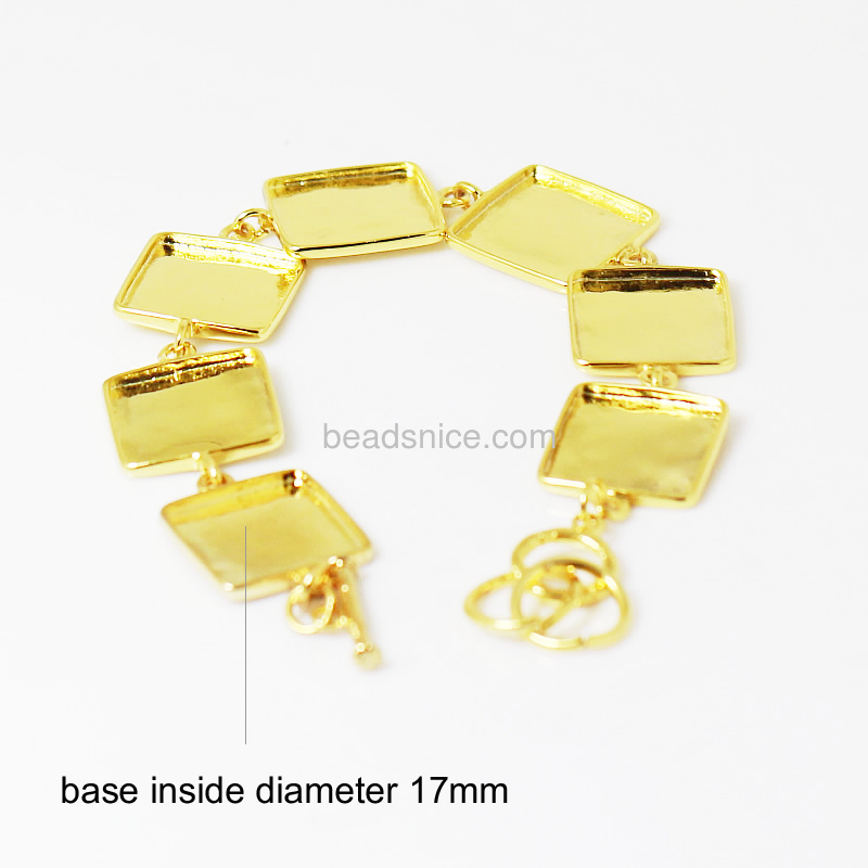 Bracelet Base,Brass,17X17mm,9inch,