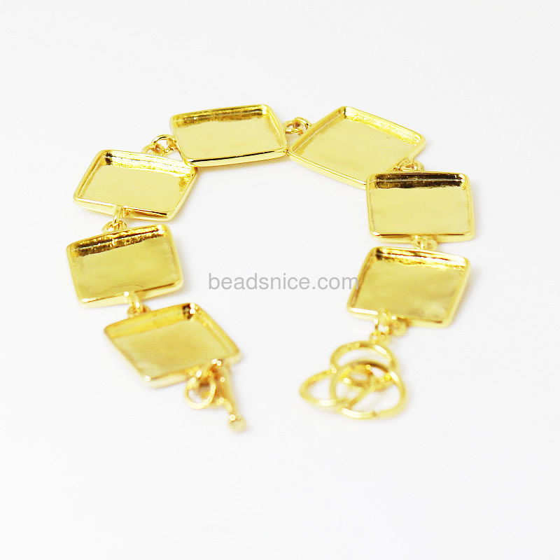 Bracelet Base,Brass,17X17mm,9inch,
