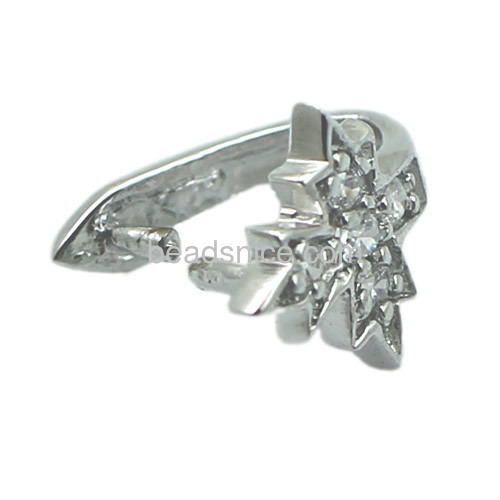 925 sterling silver flower pendant bail with crystal for necklaces